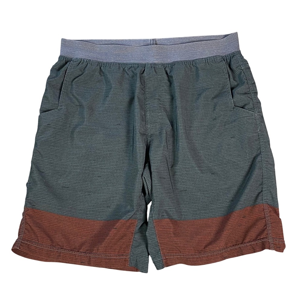 Prana Mens Shorts Size M Green Rust Colorblock Breathe Active Hiking Athletic - Picture 1 of 10